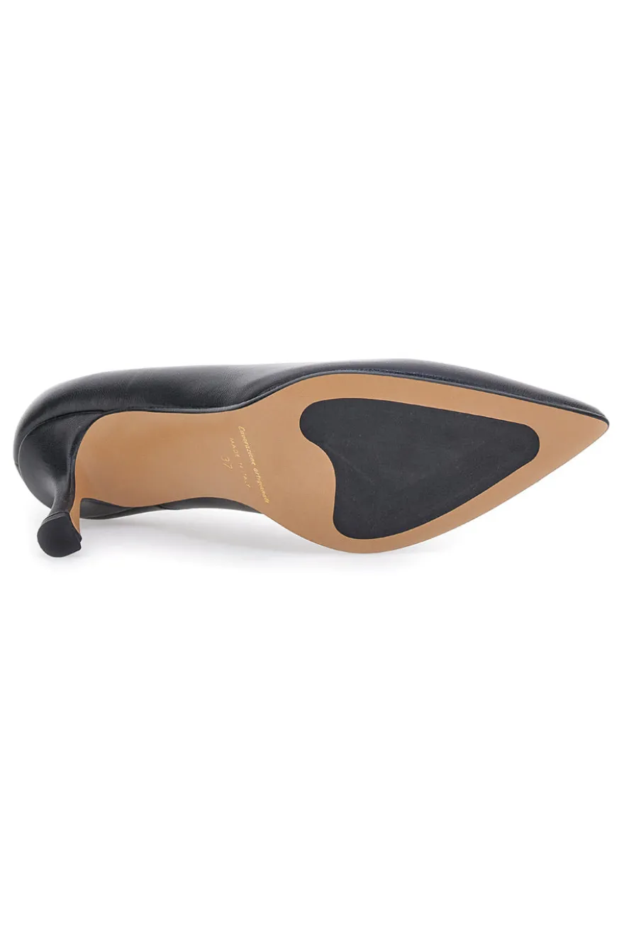 Décolleté nere in pelle con tacco a spillo Pittarello Plus 777 Made in Italy