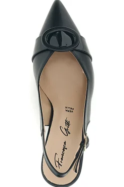 Décolleté nere in vera pelle con fibbia decorativa Francesca Gritti P0501