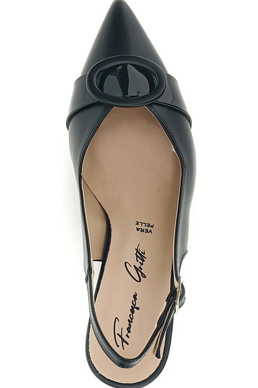Décolleté nere in vera pelle con fibbia decorativa Francesca Gritti P0501