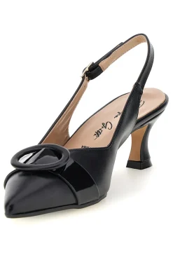 Décolleté nere in vera pelle con fibbia decorativa Francesca Gritti P0501