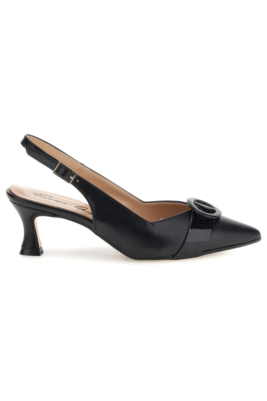 Décolleté nere in vera pelle con fibbia decorativa Francesca Gritti P0501