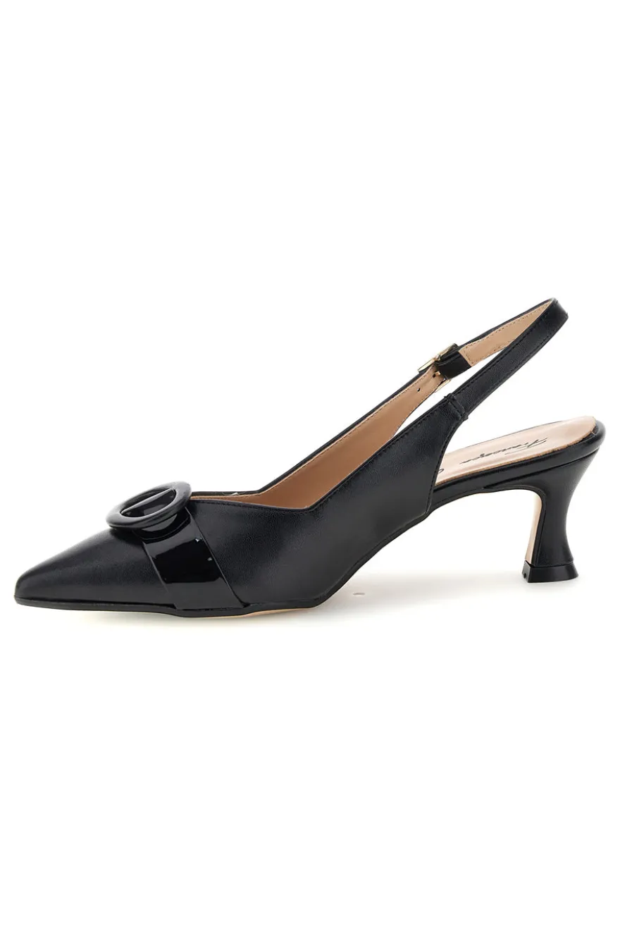 Décolleté nere in vera pelle con fibbia decorativa Francesca Gritti P0501