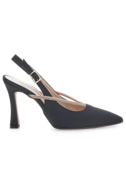 Décolleté Nere Slingback con Strass PITTARELLO 100