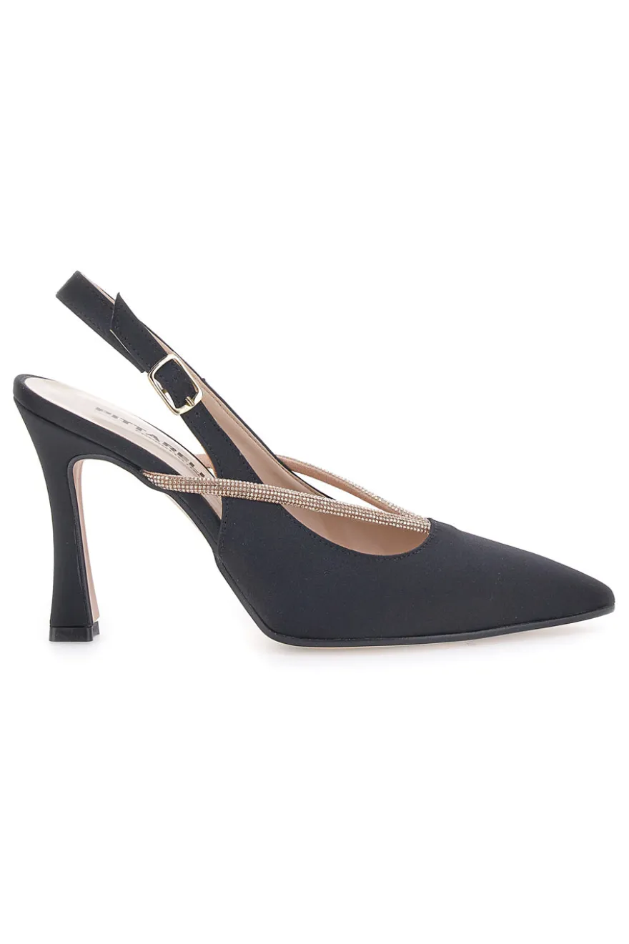 Décolleté Nere Slingback con Strass PITTARELLO 100