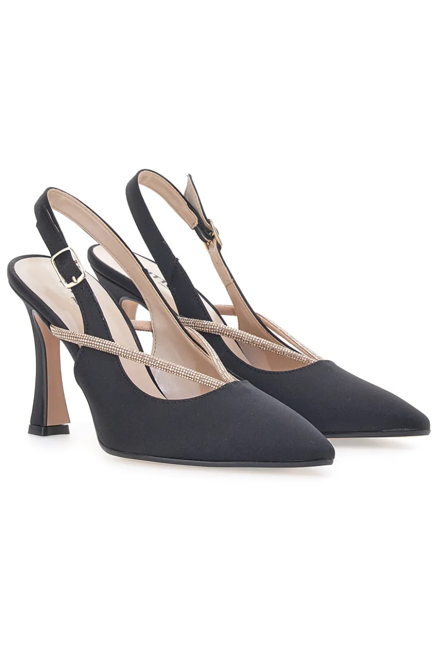 Décolleté Nere Slingback con Strass PITTARELLO 100