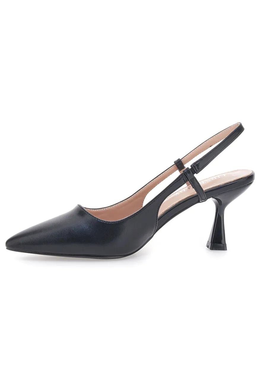 Décolleté nere slingback con tacco First lady P653