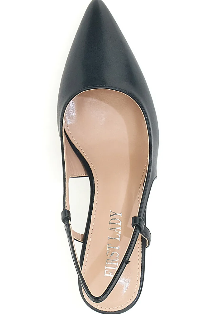 Décolleté nere slingback con tacco First lady P653
