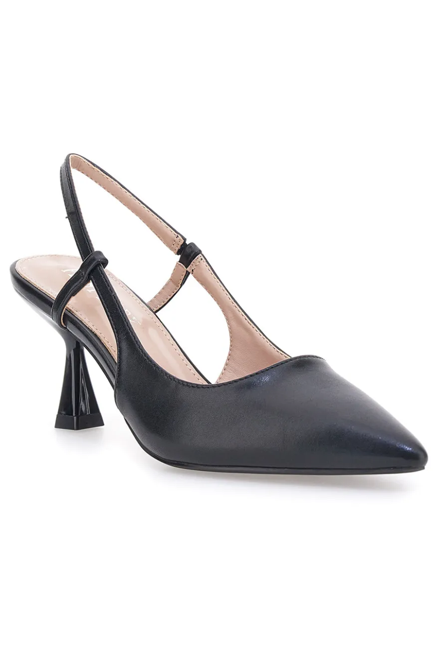 Décolleté nere slingback con tacco First lady P653