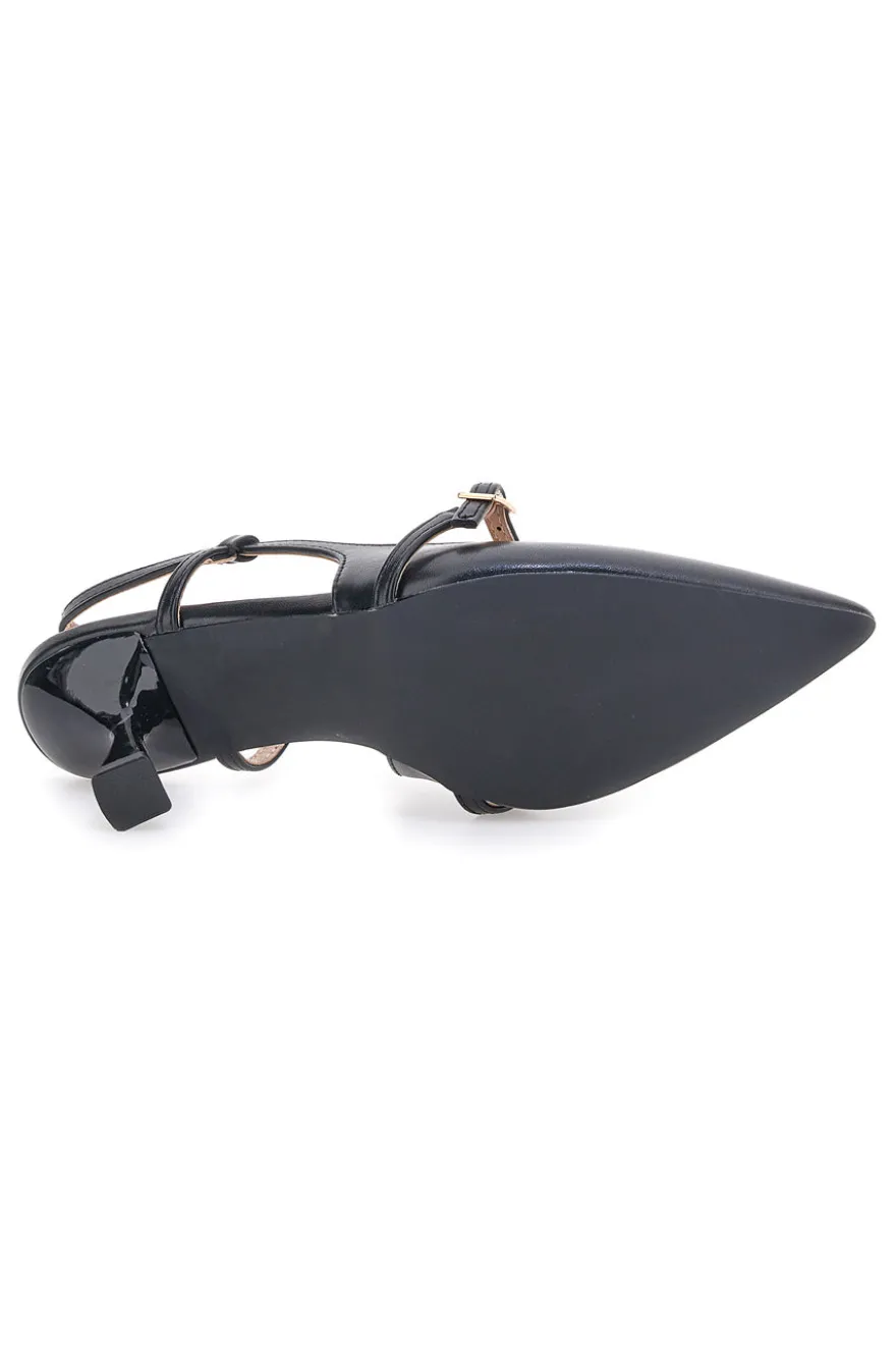 Décolleté nere slingback con cinturino First lady P652