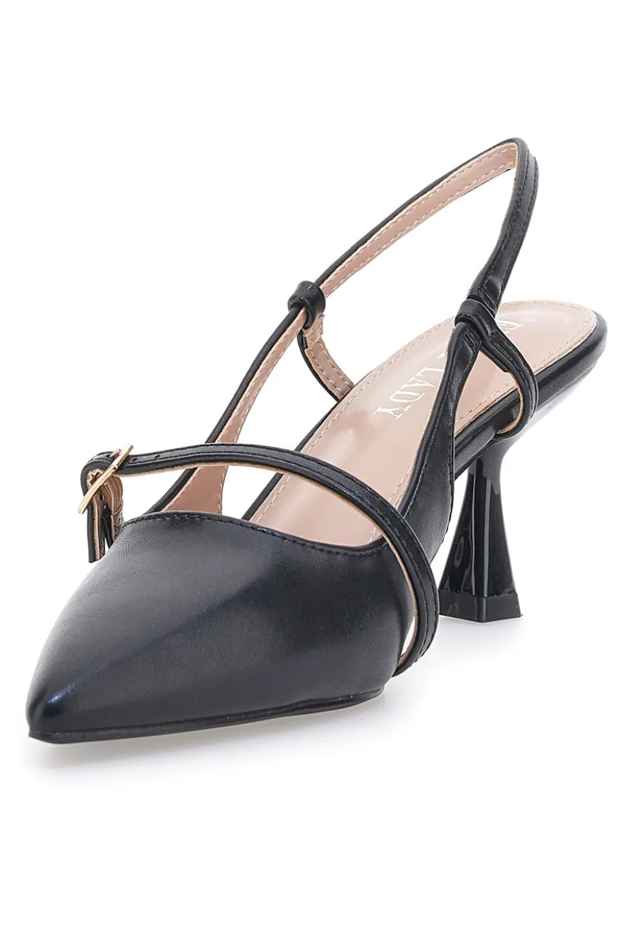 Décolleté nere slingback con cinturino First lady P652