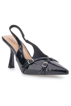 Décolleté Nero effetto vernice slingback con cinturini Mon dieu CMJ2405315