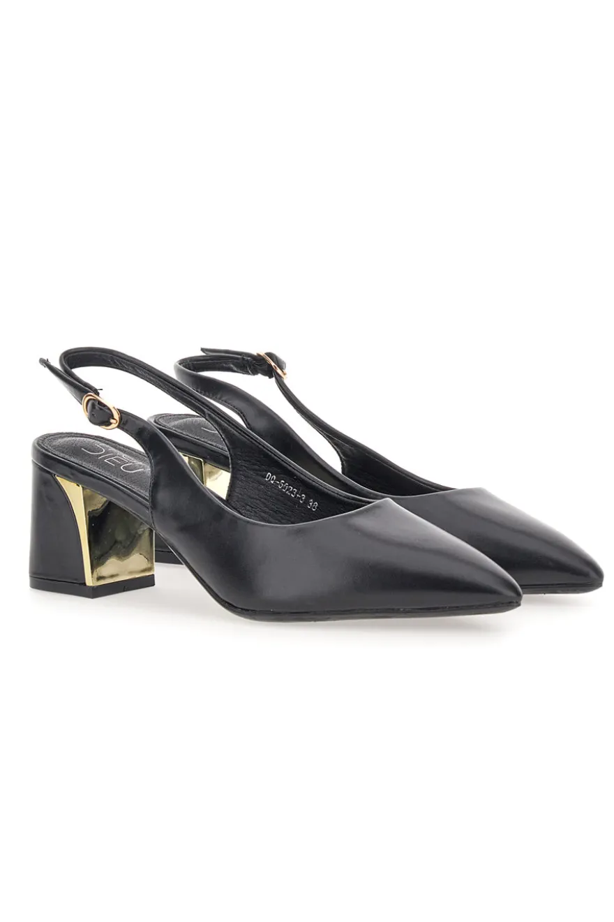 Décolleté Nero slingback tacco medio Mon dieu DQ50233