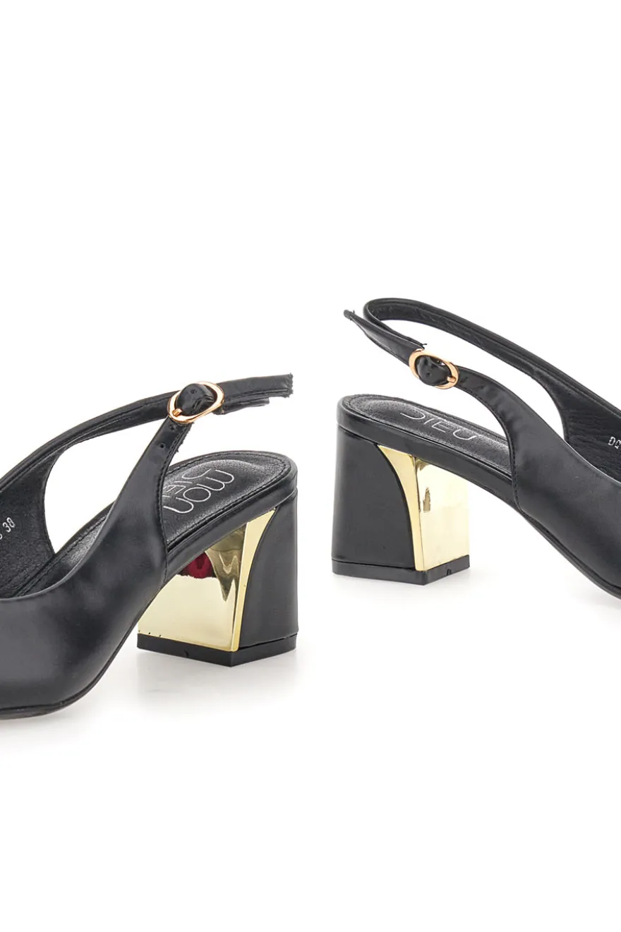 Décolleté Nero slingback tacco medio Mon dieu DQ50233
