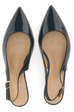 Décolleté Nero vernice slingback tacco medio Mon dieu FDS246C