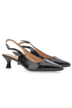 Décolleté Nero vernice slingback tacco medio Mon dieu FDS246C