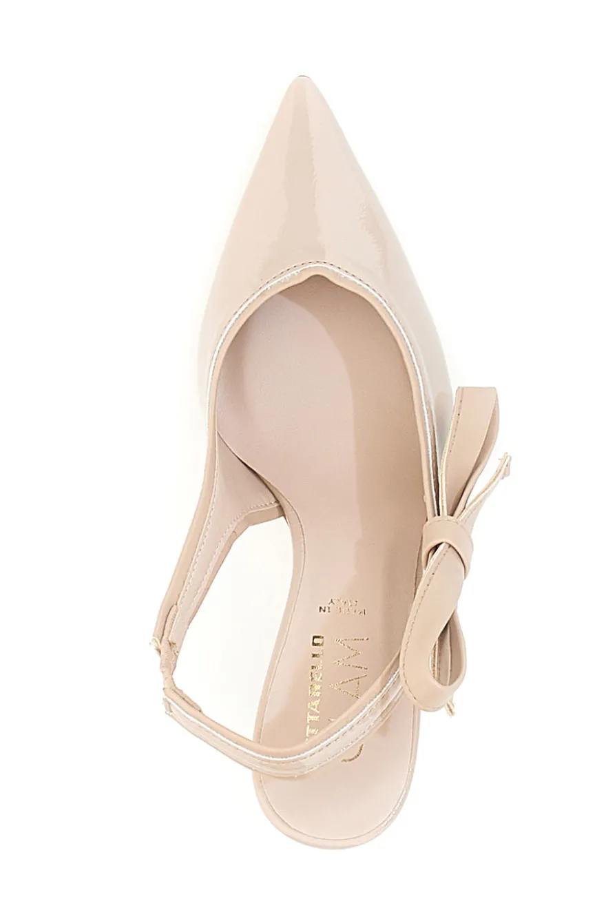 Décolleté Nude Con Fiocco e Tacco Pittarello Glam 3821 made in italy