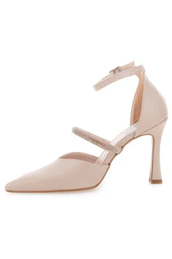 Décolleté Nude Con Strass Tacco 9 cm Made In Italy Pittarello Love 7092