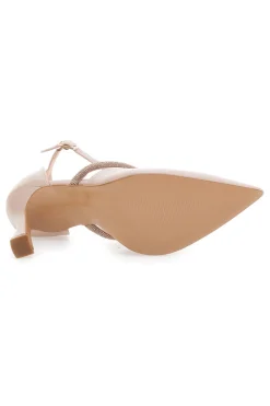 Décolleté Nude Con Strass Tacco 9 cm Made In Italy Pittarello Love 7092