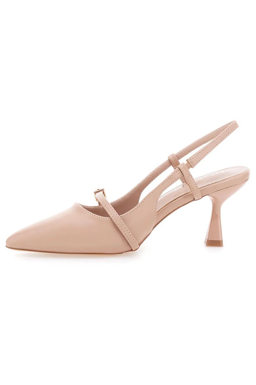 Décolleté nude slingback con cinturino First lady P652