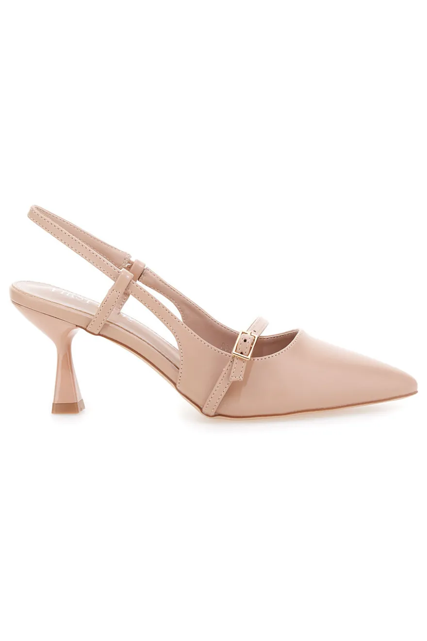 Décolleté nude slingback con cinturino First lady P652