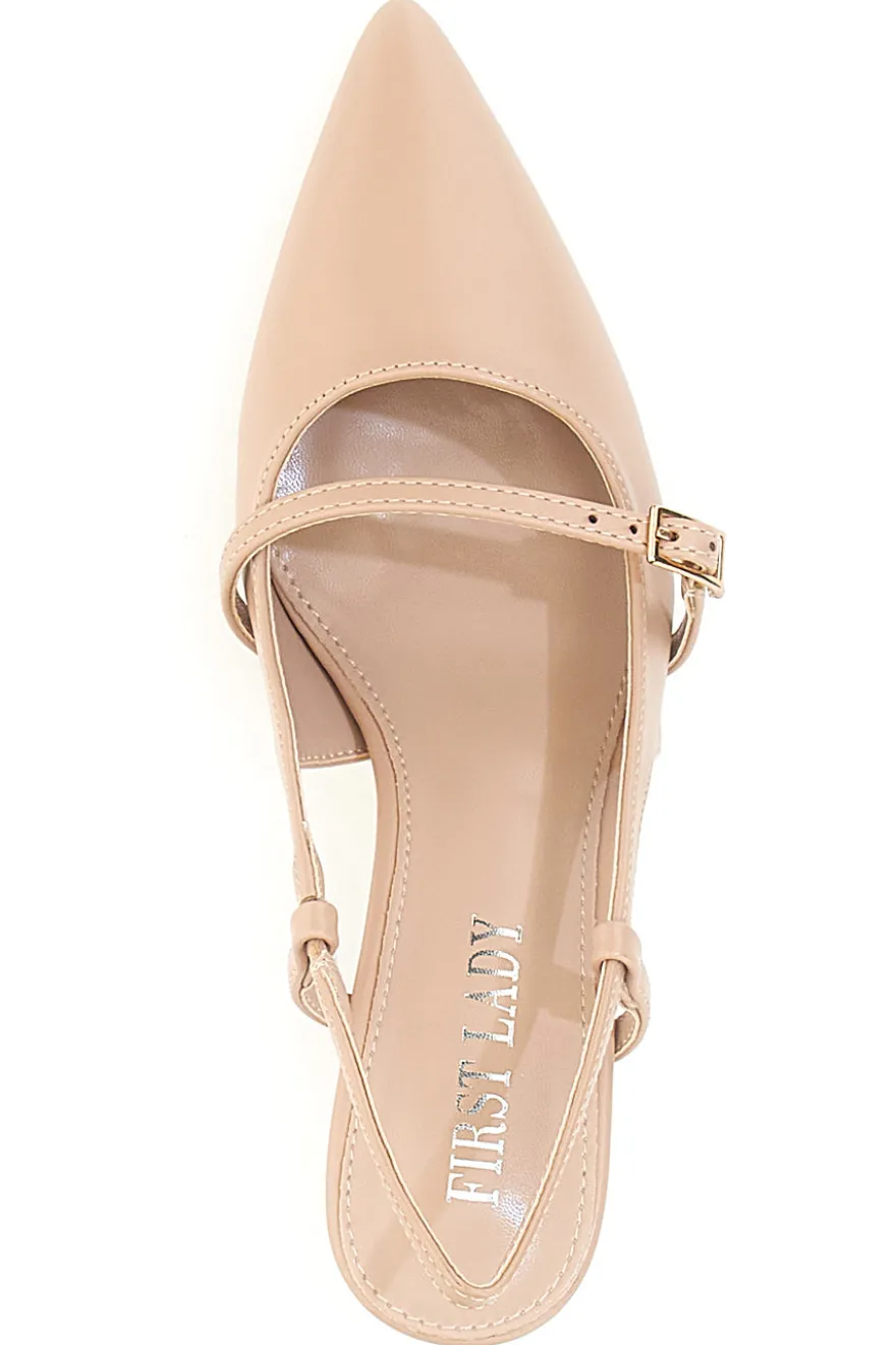 Décolleté nude slingback con cinturino First lady P652
