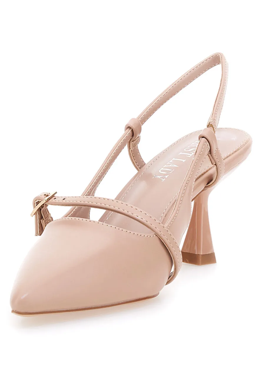 Décolleté nude slingback con cinturino First lady P652