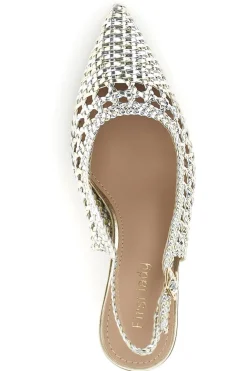 Décolleté oro e argento con strass e cinturino First lady P660