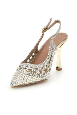Décolleté oro e argento con strass e cinturino First lady P660
