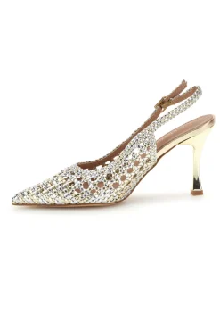 Décolleté oro e argento con strass e cinturino First lady P660