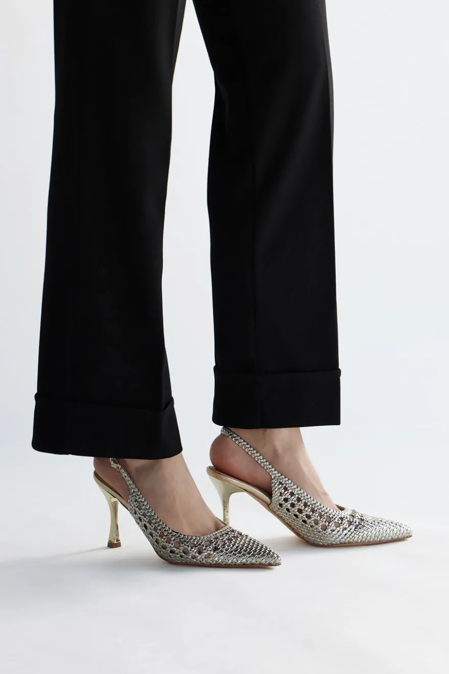 Décolleté oro e argento con strass e cinturino First lady P660
