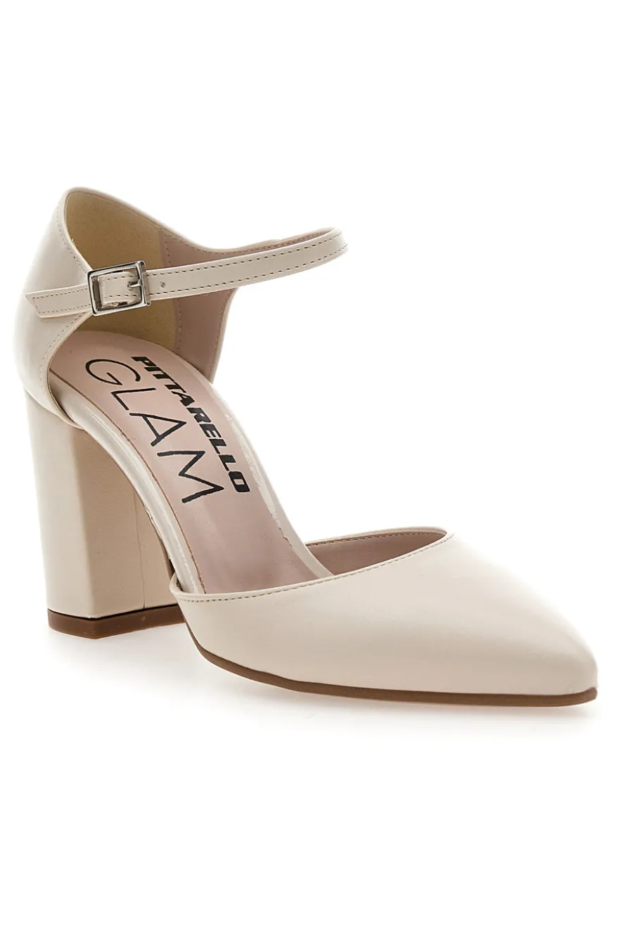 Décolleté Panna Con Cinturino e Tacco a Blocco PITTARELLO GLAM 2615