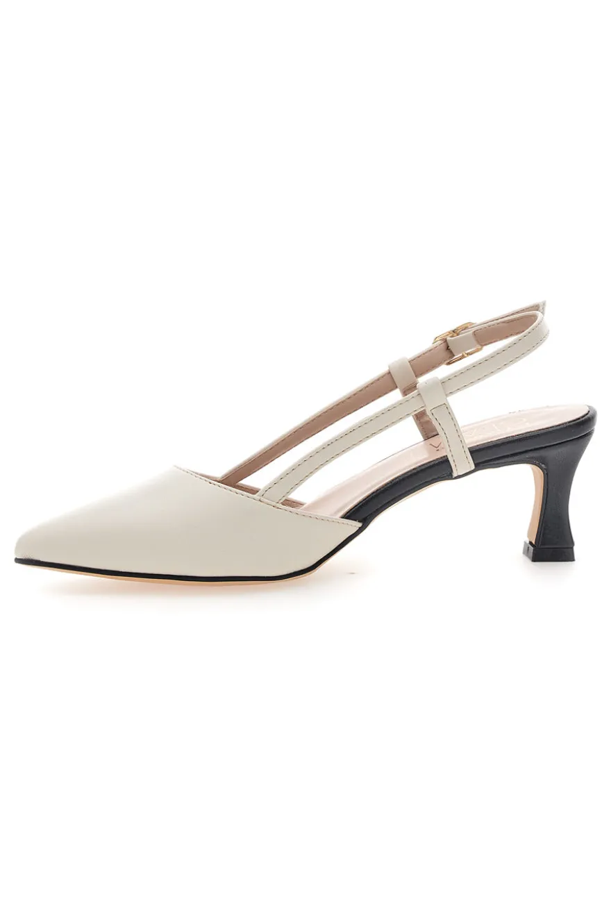 Décolleté Panna e Nero Tacco Medio Pittarello Glam 3358