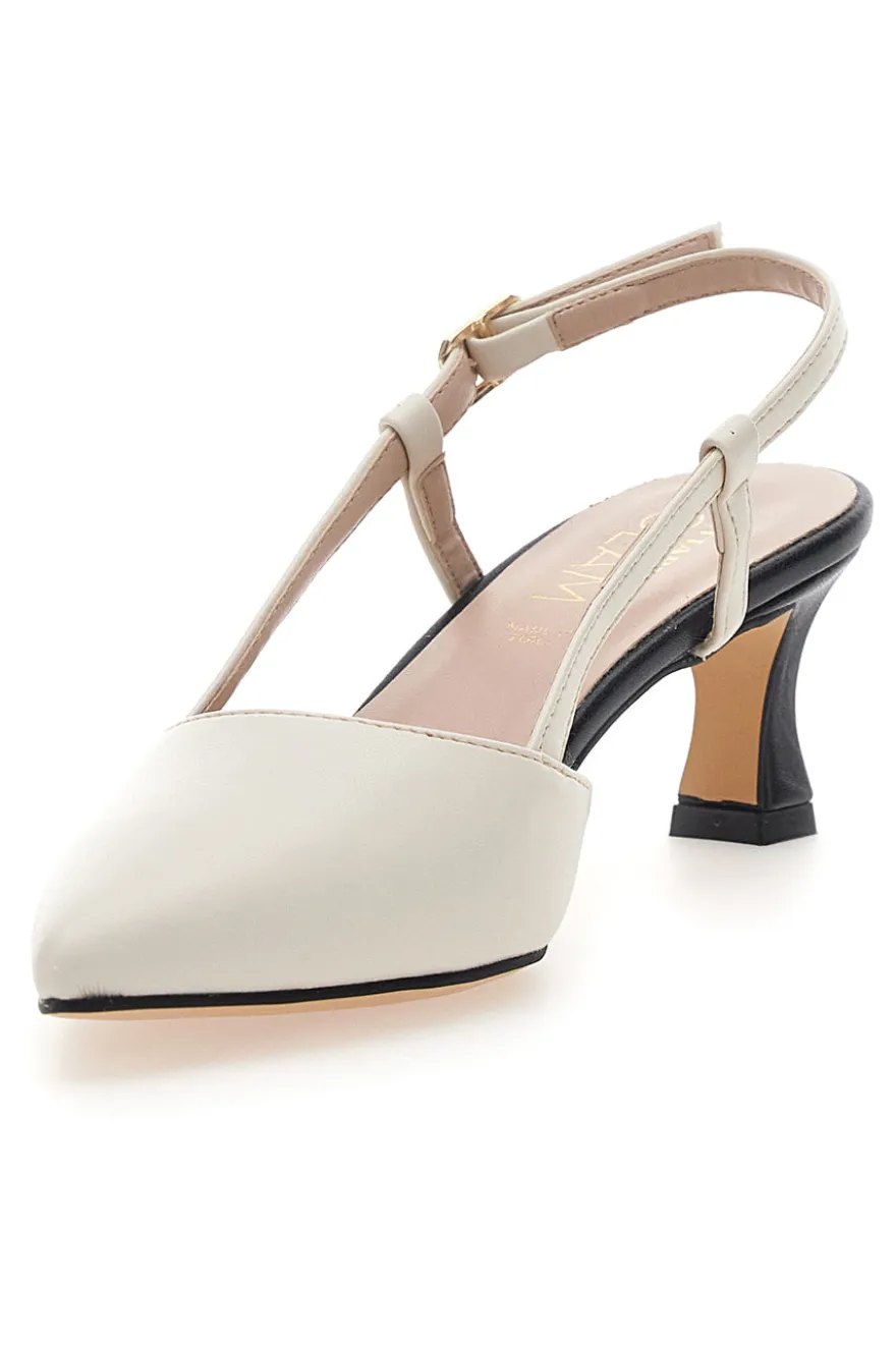 Décolleté Panna e Nero Tacco Medio Pittarello Glam 3358