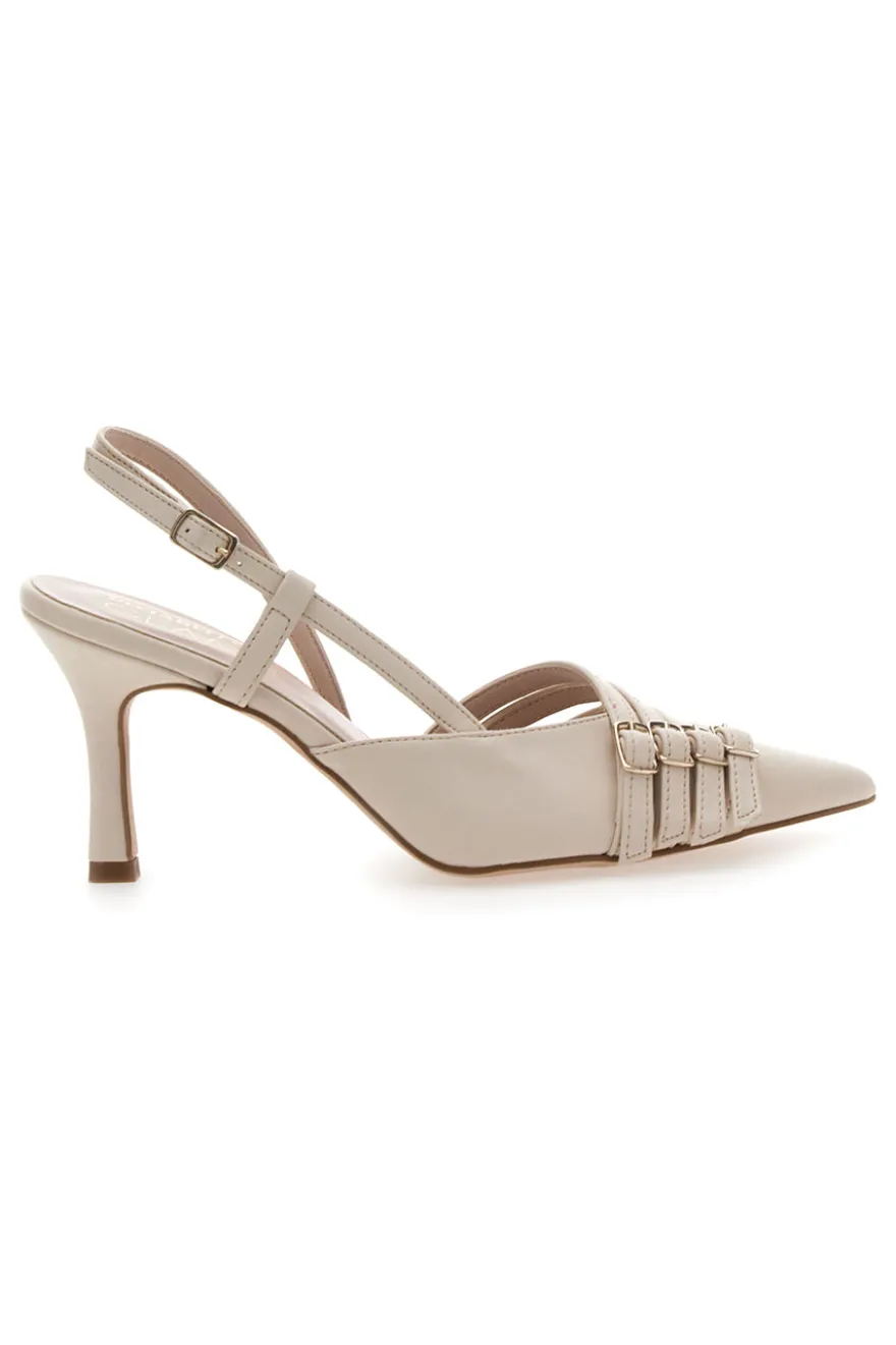 Décolleté Panna mit Riemchen und Absatz PITTARELLO GLAM 3824 made in italy