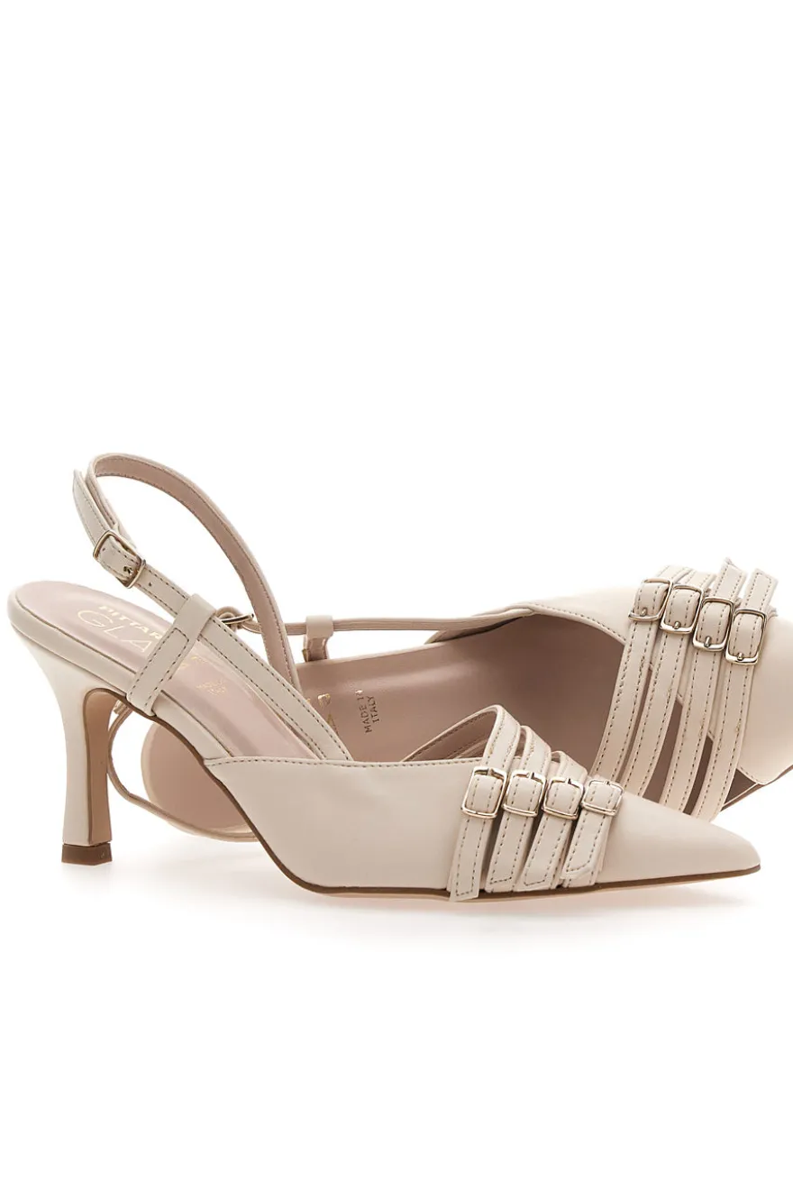 Décolleté Panna mit Riemchen und Absatz PITTARELLO GLAM 3824 made in italy