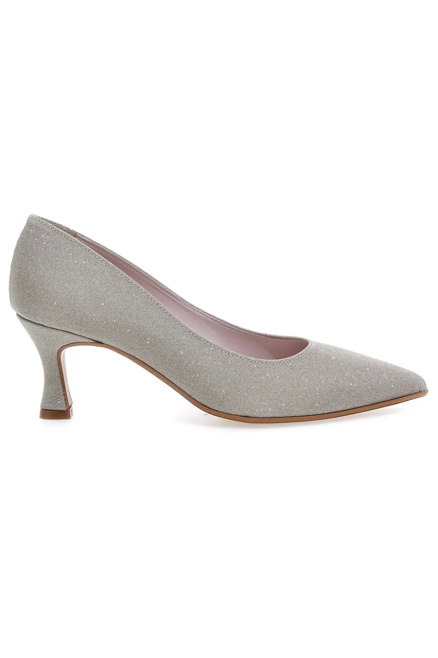 Décolleté platino glitter con tacco basso Pittarello Romantic 5360