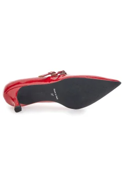 Décolleté rosse con tacco basso e doppia cinturina Pittarello glam 3854R