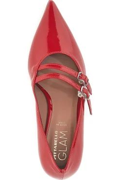 Décolleté rosse con tacco basso e doppia cinturina Pittarello glam 3854R