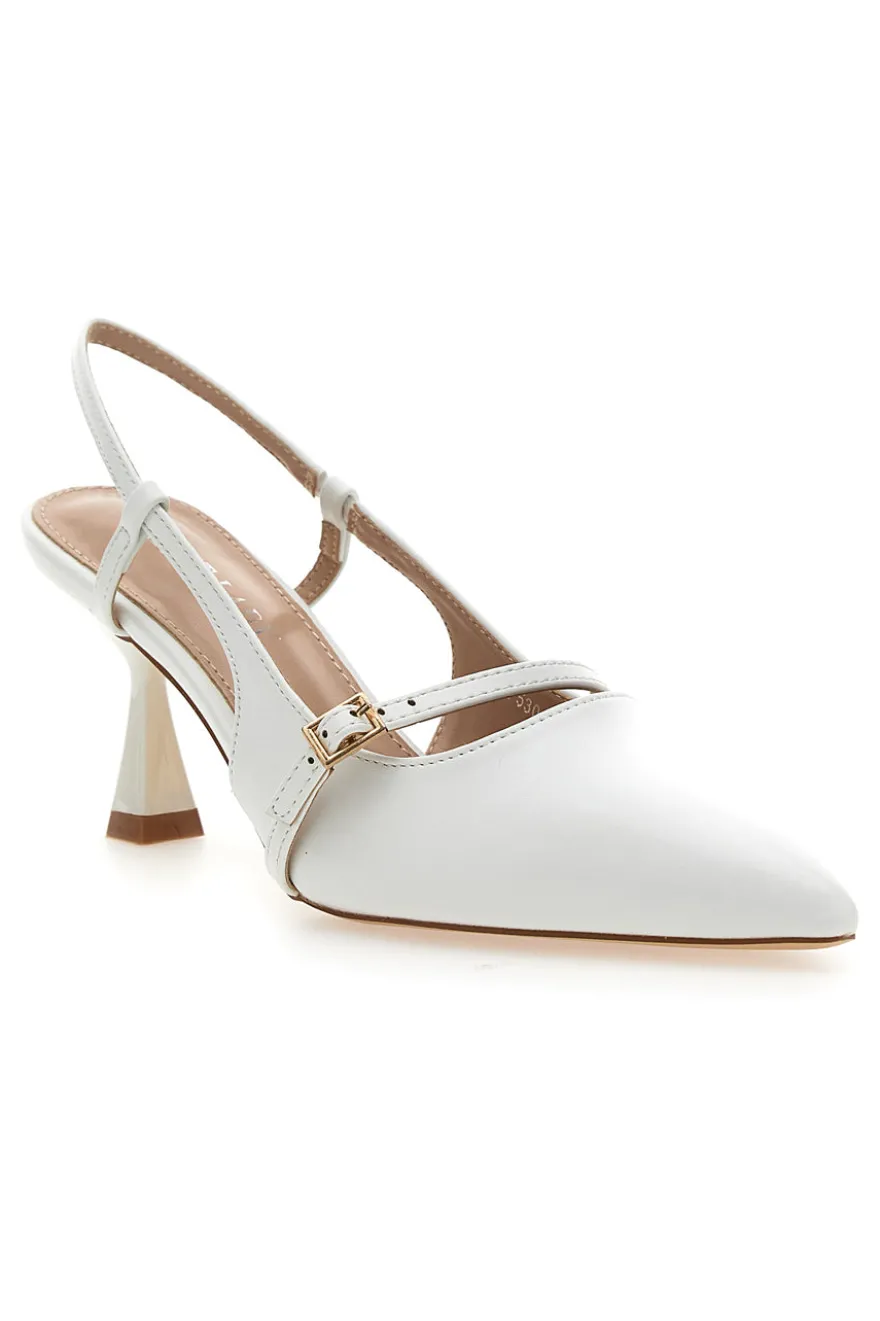 Décolleté SingBack Bianche con Tacco a Punta FIRST LADY P530