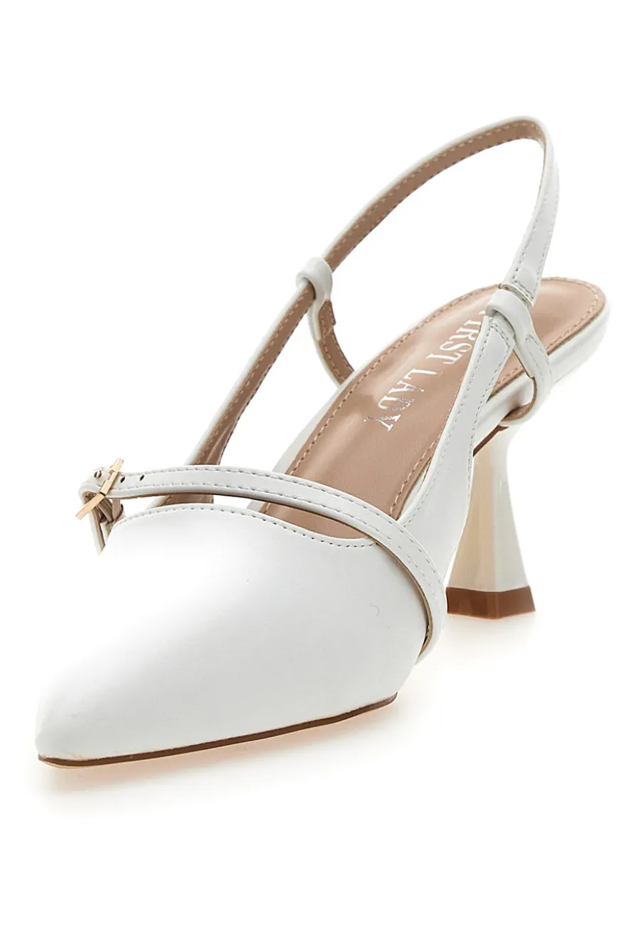 Décolleté SingBack Bianche con Tacco a Punta FIRST LADY P530