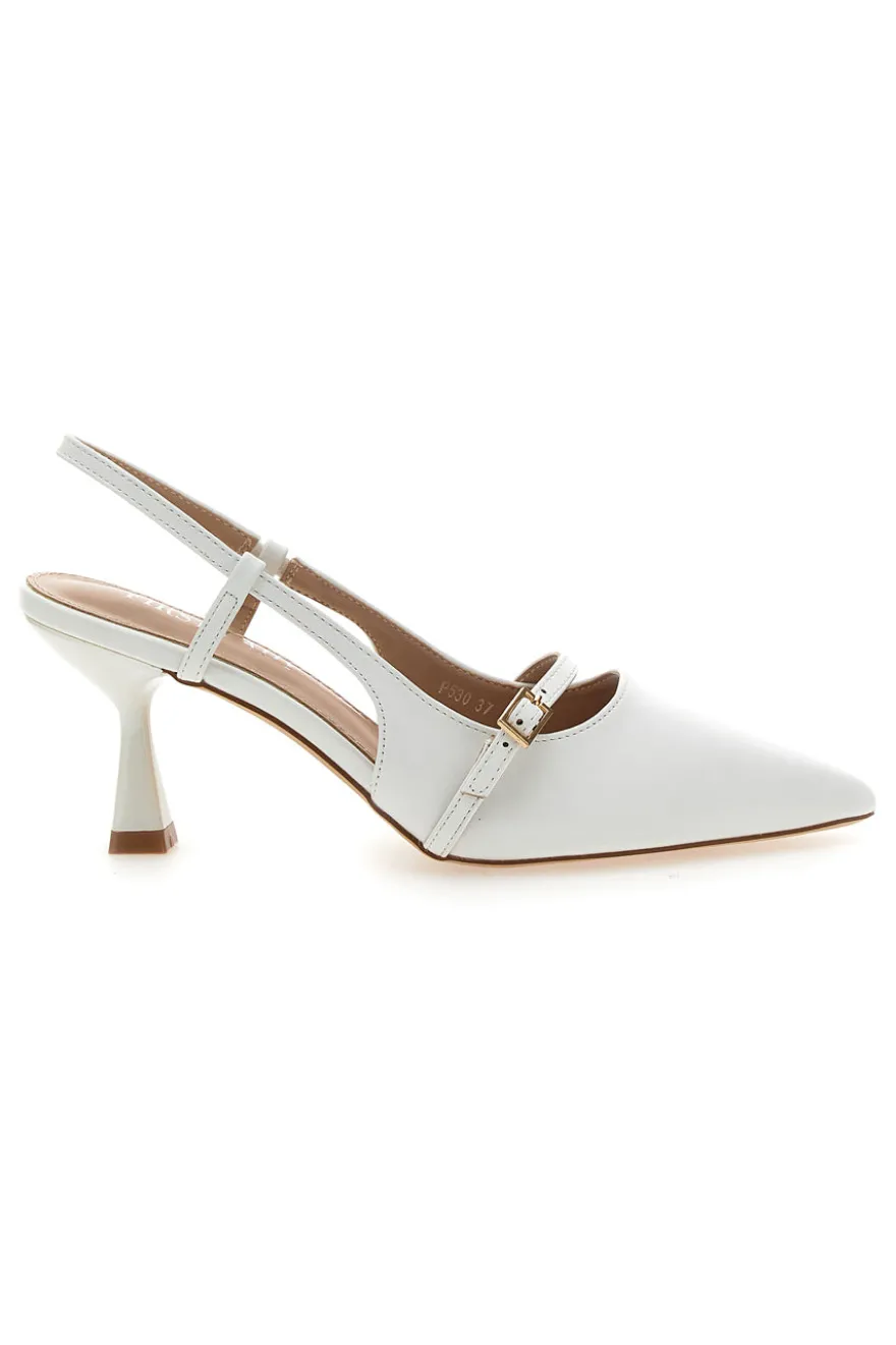 Décolleté SingBack Bianche con Tacco a Punta FIRST LADY P530