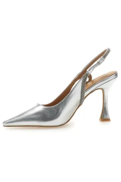 Décolleté Slingback Argento con Punta Sfilata e Cinturino con Strass Mon Dieu 8820H118