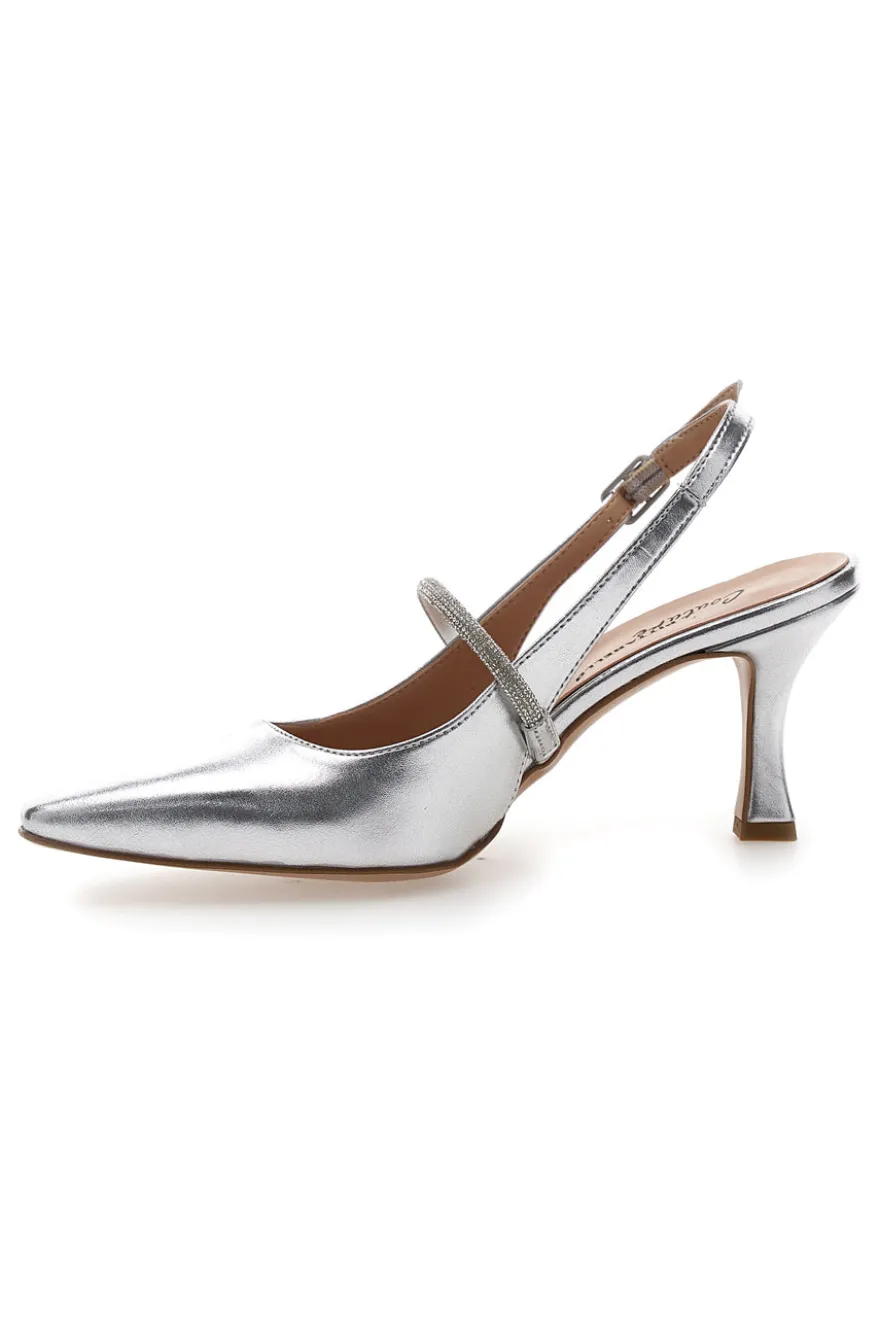 Décolleté Slingback Argento Made In Italy PITTARELLO Couture 8309