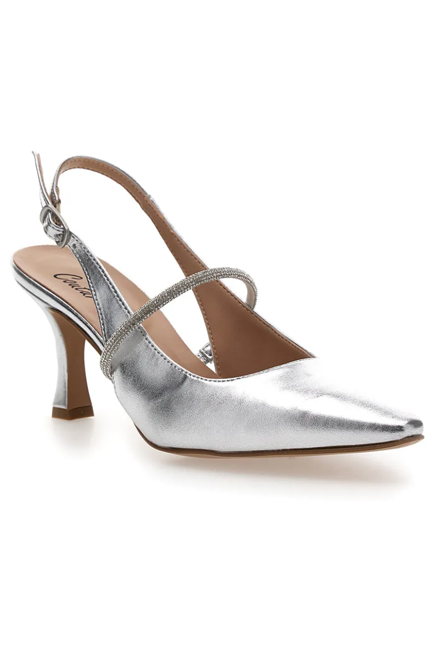 Décolleté Slingback Argento Made In Italy PITTARELLO Couture 8309