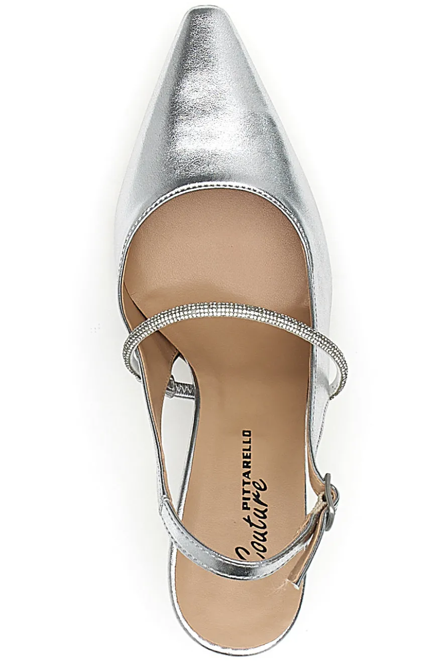 Décolleté Slingback Argento Made In Italy PITTARELLO Couture 8309