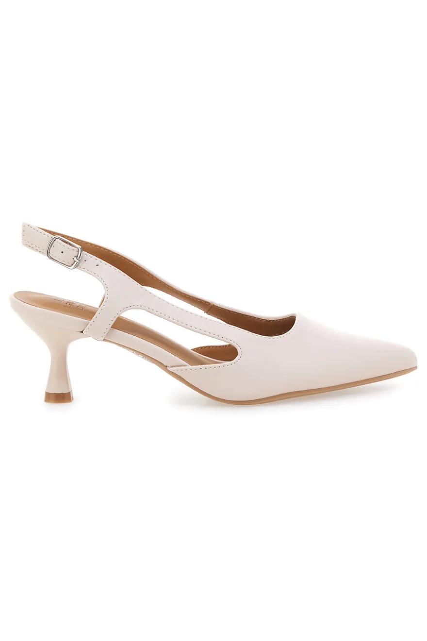 Décolleté slingback beige a punta con tacco Le Havre Paris AP25S10E