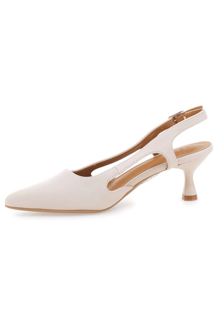 Décolleté slingback beige a punta con tacco Le Havre Paris AP25S10E