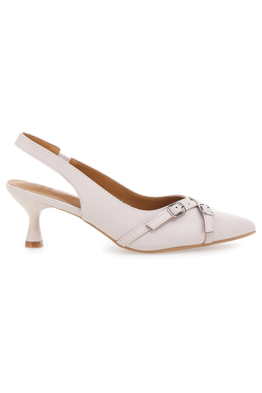 Décolleté Slingback Beige a Punta con Cinturini Decorativi LE HAVRE PARIS CMJ2405315