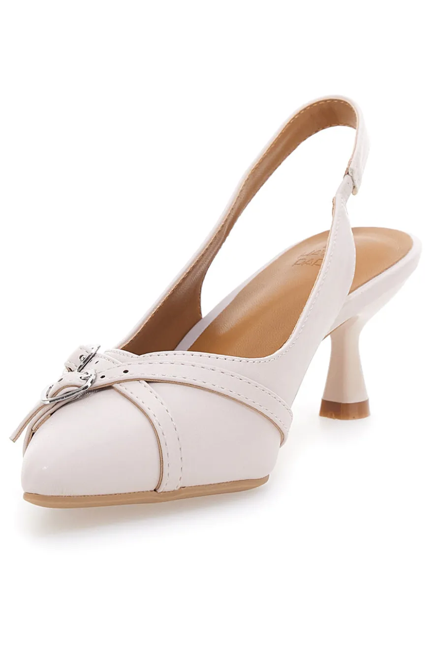 Décolleté Slingback Beige a Punta con Cinturini Decorativi LE HAVRE PARIS CMJ2405315