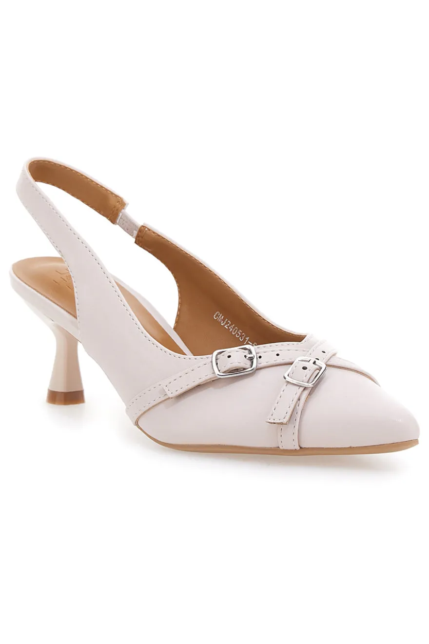 Décolleté Slingback Beige a Punta con Cinturini Decorativi LE HAVRE PARIS CMJ2405315